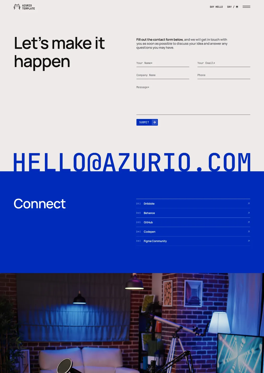 Azurio Template Image - Contact Page Link